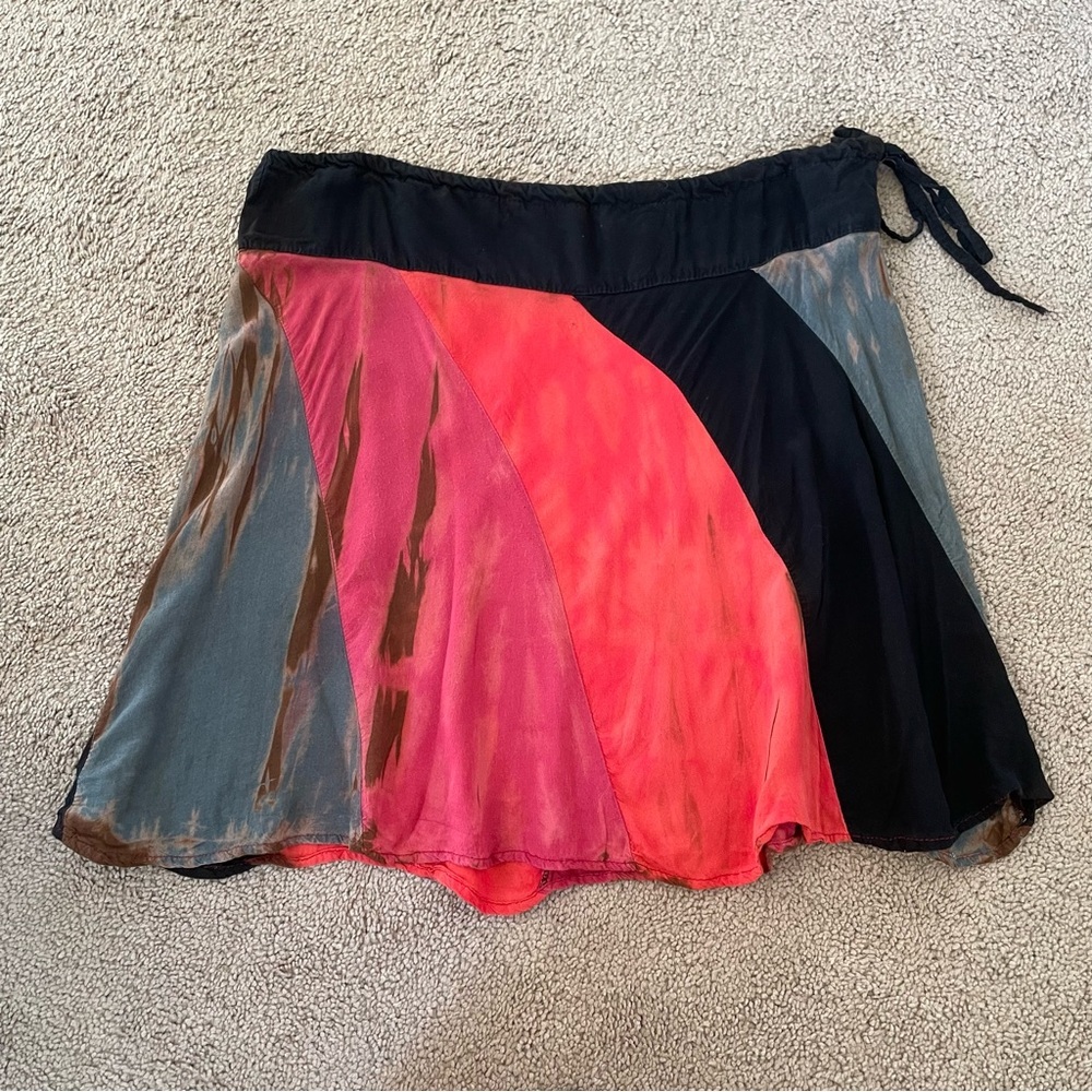 Artsy Hippie Nani Micro Mini Skirt L Colorful Festival Beachy Boho